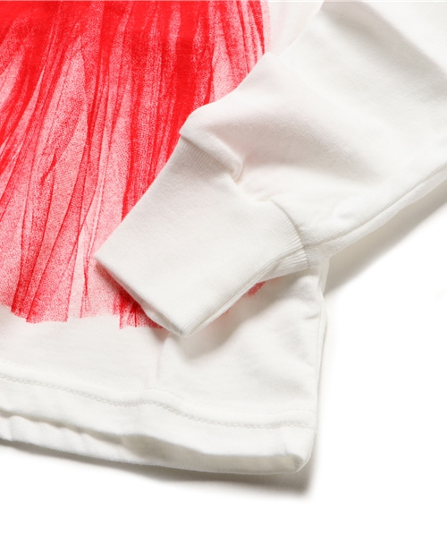 CHUBBYGANG（チャビーギャング）の「チュールキャミソールプリントロングTシャツ（Tシャツ/カットソー・キッズ・ライトグレー/ブラック/ホワイト・110/130/100/120/160/140/150）」の6枚目の写真