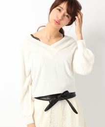 Heather | 12G*Vニットプルオーバー  748550(ニット/セーター)