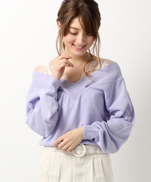 Heather（ヘザー）の「12ゲージVニットプルオーバー  748550（ニット/セーター・レディース・ホワイト/ネイビー/ピンク/その他/レッド・FREE）」の5枚目の写真