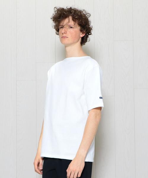 SAINT JAMES（セントジェームス）の「＜SAINT JAMES＞OUESSANT SOLID SHORT SLEEVE/ｶｯﾄｿｰ（Tシャツ/カットソー・メンズ・ホワイト/ネイビー・4/5）」の2枚目の写真