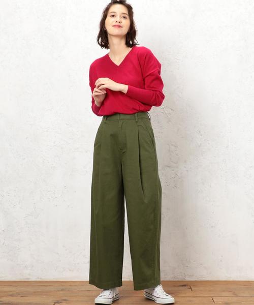 green label relaxing（グリーンレーベルリラクシング）の「[WEB限定] CB バックサテン タックワイドパンツ（その他パンツ・レディース・オリーブ/ネイビー・40/38/36）」の15枚目の写真