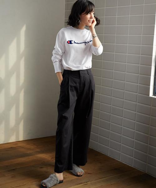 green label relaxing（グリーンレーベルリラクシング）の「[WEB限定] CB バックサテン タックワイドパンツ（その他パンツ・レディース・オリーブ/ネイビー・40/38/36）」の5枚目の写真