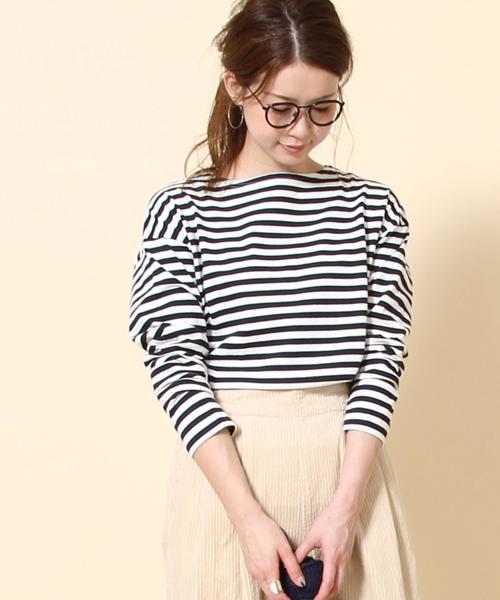 coen（コーエン）の「天竺ボーダー ボートネックプルオーバー（Tシャツ/カットソー・レディース・ネイビー/コバルトブルー/マスタード/ワインレッド・MEDIUM/LARGE）」の2枚目の写真