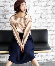 coen | 天竺ボーダー ボートネックプルオーバー(Tシャツ/カットソー)