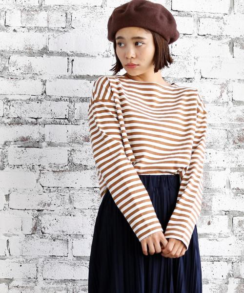 coen（コーエン）の「天竺ボーダー ボートネックプルオーバー（Tシャツ/カットソー・レディース・ネイビー/コバルトブルー/マスタード/ワインレッド・MEDIUM/LARGE）」の17枚目の写真