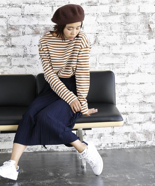 coen（コーエン）の「天竺ボーダー ボートネックプルオーバー（Tシャツ/カットソー・レディース・ネイビー/コバルトブルー/マスタード/ワインレッド・MEDIUM/LARGE）」の18枚目の写真