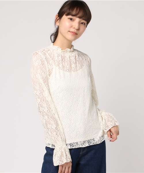 FREE'S MART（フリーズマート）の「レースハイネックブラウス（シャツ/ブラウス・レディース・ブラウン/ホワイト/ブラック/パープル・FREE）」の11枚目の写真