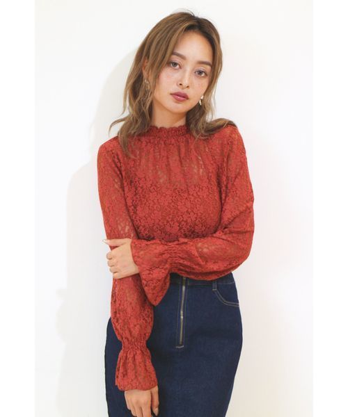 FREE'S MART（フリーズマート）の「レースハイネックブラウス（シャツ/ブラウス・レディース・ブラウン/ホワイト/ブラック/パープル・FREE）」の19枚目の写真