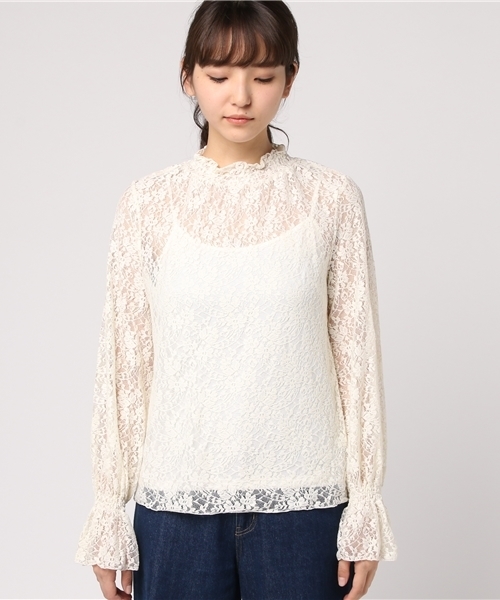 FREE'S MART（フリーズマート）の「レースハイネックブラウス（シャツ/ブラウス・レディース・ブラウン/ホワイト/ブラック/パープル・FREE）」の5枚目の写真