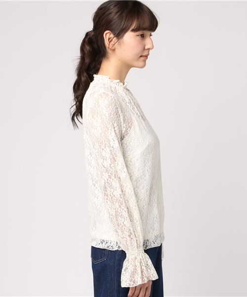 FREE'S MART（フリーズマート）の「レースハイネックブラウス（シャツ/ブラウス・レディース・ブラウン/ホワイト/ブラック/パープル・FREE）」の6枚目の写真