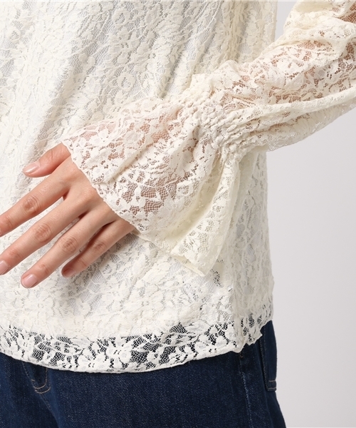 FREE'S MART（フリーズマート）の「レースハイネックブラウス（シャツ/ブラウス・レディース・ブラウン/ホワイト/ブラック/パープル・FREE）」の9枚目の写真