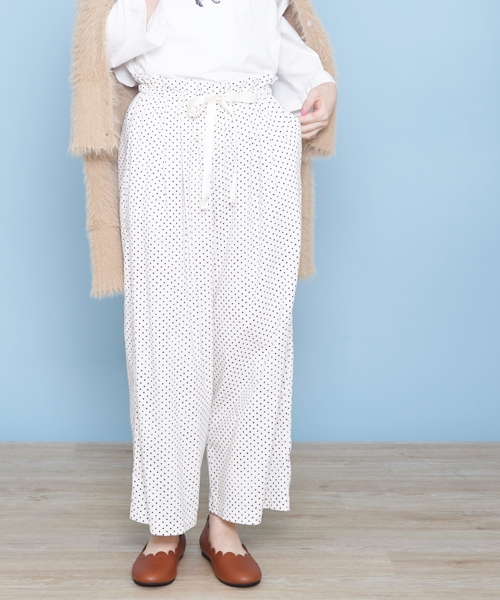 POU DOU DOU(プードゥドゥ)の「シャツコールドローストリングワイドパンツ(その他パンツ・レディース・ネイビー/ターコイズブルー/アイボリー/オレンジ・3)」の14枚目の写真