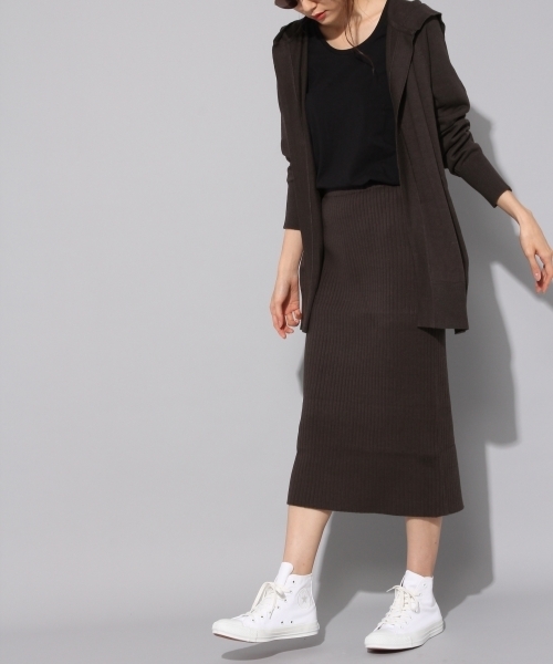 BLISS POINT（ブリスポイント）の「【温度調整素材】リブタイトスカート/766576（スカート・レディース・ネイビー/グレー/スミクロ・MEDIUM/LARGE）」の2枚目の写真