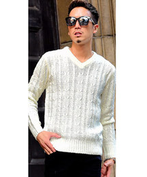 JOKER | ケーブル編みVネックニットセーター(ニット/セーター)