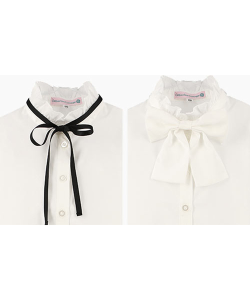 Catherine Cottage（キャサリンコテージ）の「3WAYリボンブラウス（シャツ/ブラウス・キッズ・ホワイト・110/120/130/140/150/160）」の4枚目の写真