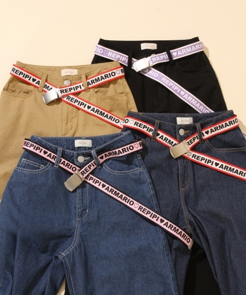 repipi armario（レピピ アルマリオ）の「ベルトツキワイドパンツ（デニムパンツ・キッズ・ブルー/ネイビー/ベージュ/ブラック・MEDIUM/X-SMALL/SMALL/LARGE）」の6枚目の写真