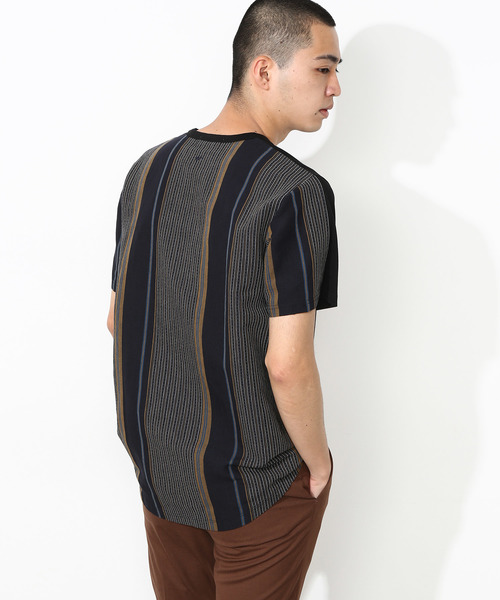 ALOYE(アロイ)の「【ALOYE】別注 亀田縞ストライプTシャツ(Tシャツ/カットソー・メンズ・ホワイト/ブラック・L/M)」の2枚目の写真