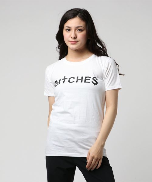VIBGYOR（ヴィブジョー）の「【six mouse】BITCHES Tシャツ（Tシャツ/カットソー・レディース・ホワイト/ブラック・FREE）」の2枚目の写真