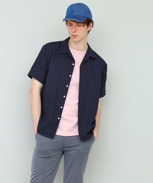 EMMA CLOTHES（エマクローズ）の「オーバーサイズリラックスオープンカラーリネンシャツOpen collar Linen shirt 1/2 sleeve（シャツ/ブラウス・メンズ・ホワイト/ブラック/ネイビー/カーキ/サックスブルー/ミント/ピンク・L/M）」の6枚目の写真