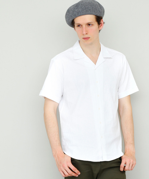 EMMA CLOTHES（エマクローズ）の「オーバーサイズリラックスオープンカラーリネンシャツOpen collar Linen shirt 1/2 sleeve（シャツ/ブラウス・メンズ・ホワイト/ブラック/ネイビー/カーキ/サックスブルー/ミント/ピンク・L/M）」の2枚目の写真
