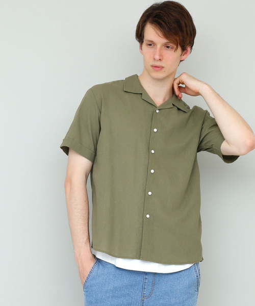 EMMA CLOTHES（エマクローズ）の「オーバーサイズリラックスオープンカラーリネンシャツOpen collar Linen shirt 1/2 sleeve（シャツ/ブラウス・メンズ・ホワイト/ブラック/ネイビー/カーキ/サックスブルー/ミント/ピンク・L/M）」の4枚目の写真