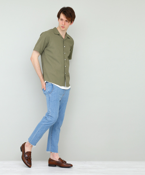 EMMA CLOTHES（エマクローズ）の「オーバーサイズリラックスオープンカラーリネンシャツOpen collar Linen shirt 1/2 sleeve（シャツ/ブラウス・メンズ・ホワイト/ブラック/ネイビー/カーキ/サックスブルー/ミント/ピンク・L/M）」の12枚目の写真