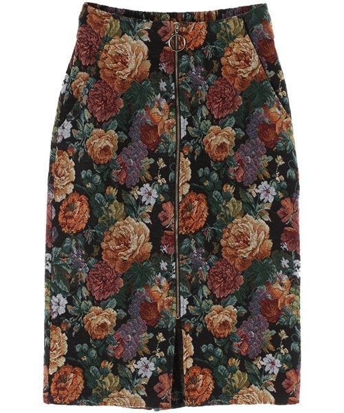 YECCA VECCA（イェッカヴェッカ）の「ゴブランＺＩＰスカート（スカート・レディース・ブラック/アイボリー・FREE）」の2枚目の写真