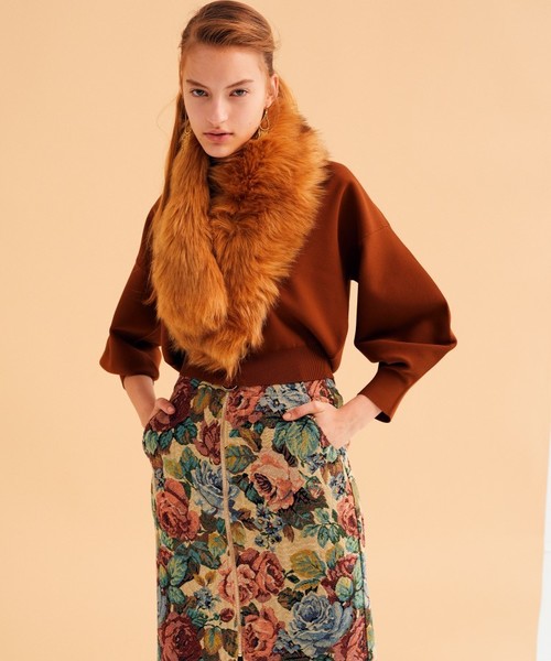 YECCA VECCA（イェッカヴェッカ）の「ゴブランＺＩＰスカート（スカート・レディース・ブラック/アイボリー・FREE）」の6枚目の写真