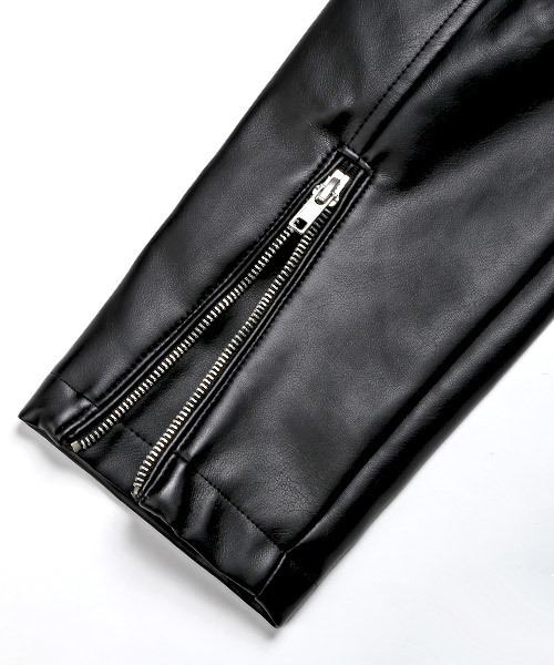 LUXSTYLE（ラグスタイル）の「PUレザーシングルライダースジャケット（ライダースジャケット・メンズ・ブラック/ネイビー・M/L/XL）」の14枚目の写真