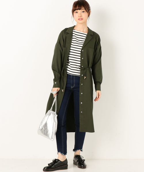 archives(アルシーヴ)の「ドロスト開襟シャツワンピース(ワンピース・レディース・ブラウン系その他/ベージュ/カーキ・MEDIUM)」の1枚目の写真