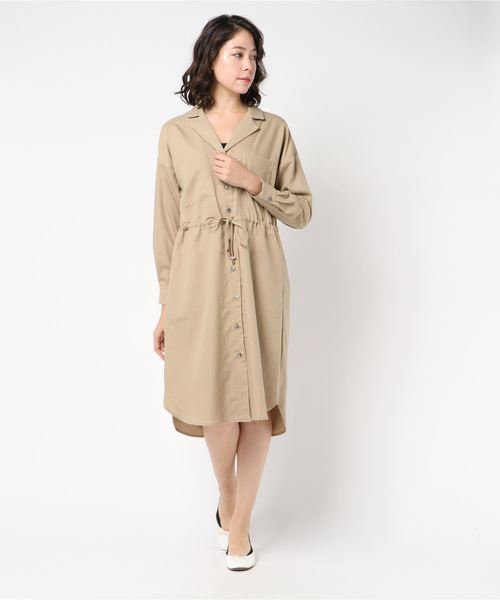 archives(アルシーヴ)の「ドロスト開襟シャツワンピース(ワンピース・レディース・ブラウン系その他/ベージュ/カーキ・MEDIUM)」の7枚目の写真