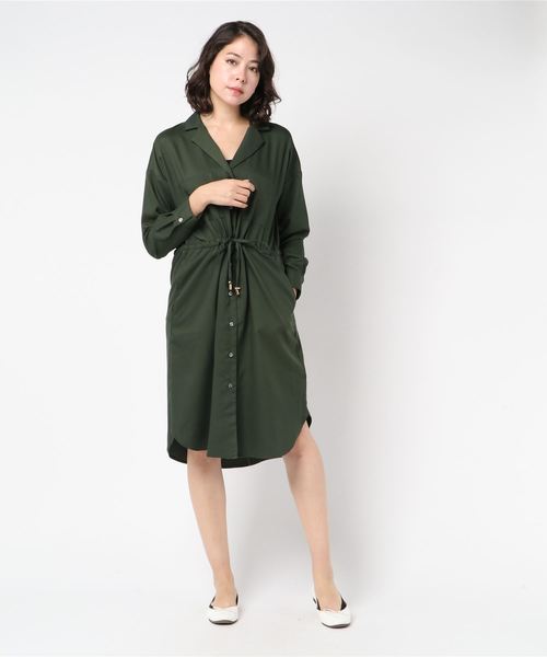 archives(アルシーヴ)の「ドロスト開襟シャツワンピース(ワンピース・レディース・ブラウン系その他/ベージュ/カーキ・MEDIUM)」の6枚目の写真