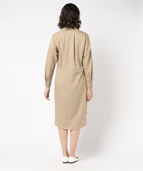 archives(アルシーヴ)の「ドロスト開襟シャツワンピース(ワンピース・レディース・ブラウン系その他/ベージュ/カーキ・MEDIUM)」の4枚目の写真