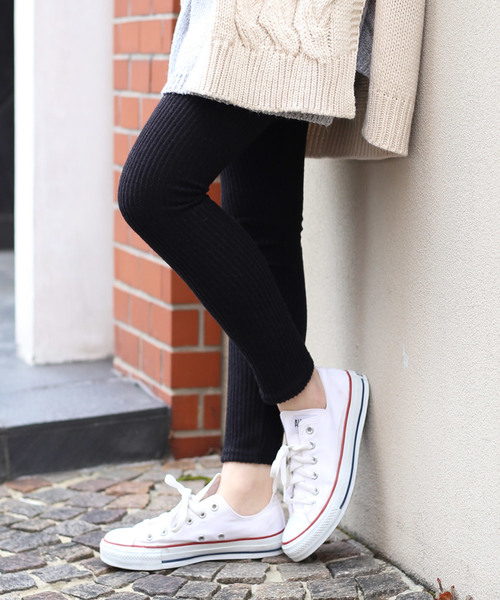 Bou Jeloud（ブージュルード）の「温か起毛◆リブレギンス（レギンス/スパッツ・レディース・ライトグレー/ブラック/杢グレー・FREE）」の10枚目の写真