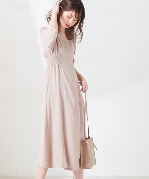 natural couture（ナチュラルクチュール）の「レトロ小花ワンピース（ワンピース・レディース・ブラック系その他/グリーン系その他/ピンク系その他/ホワイト系その他/グレイッシュベージュ/ベージュ/ホワイト系その他2/ブラック・FREE）」の6枚目の写真