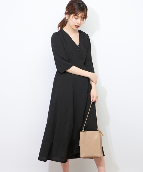 natural couture（ナチュラルクチュール）の「レトロ小花ワンピース（ワンピース・レディース・ブラック系その他/グリーン系その他/ピンク系その他/ホワイト系その他/グレイッシュベージュ/ベージュ/ホワイト系その他2/ブラック・FREE）」の3枚目の写真