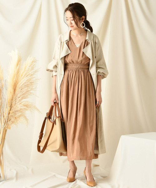 DouDou（ドゥドゥ）の「ギャザータンクワンピース（ワンピース・レディース・ベージュ/ネイビー/キャメル/ゴールド・FREE）」の15枚目の写真