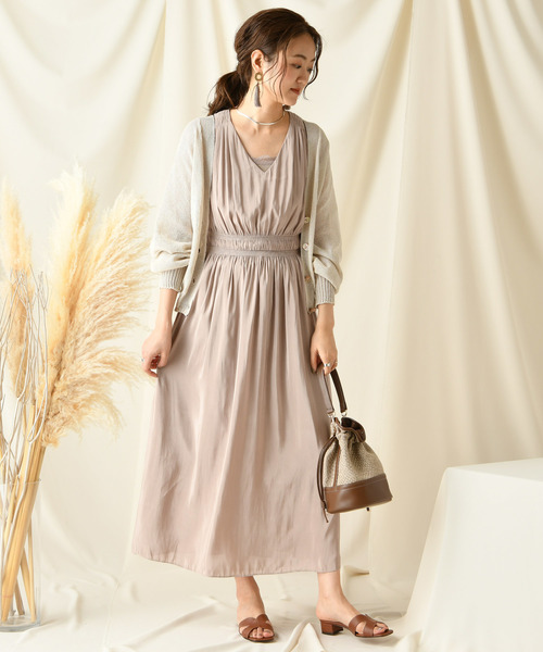 DouDou（ドゥドゥ）の「ギャザータンクワンピース（ワンピース・レディース・ベージュ/ネイビー/キャメル/ゴールド・FREE）」の20枚目の写真