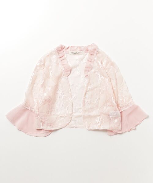 セール】シフォンフラワーレース5分袖パーティーボレロ（カーディガン  