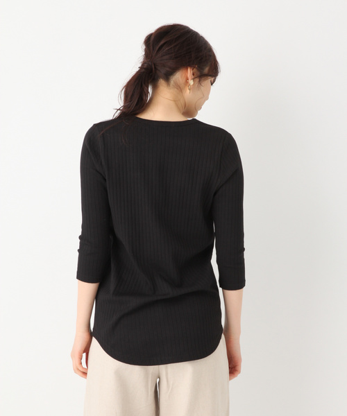 GLOBAL WORK(グローバルワーク)の「リブチュニックヘンリー/827995(Tシャツ/カットソー・レディース・ダークブラウン/ブラック/ホワイト・MEDIUM/LARGE)」の8枚目の写真