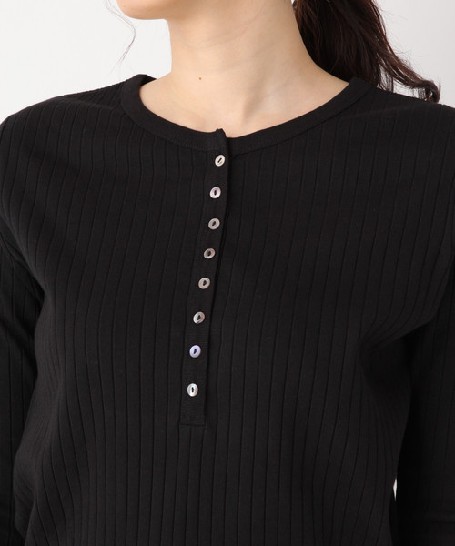 GLOBAL WORK(グローバルワーク)の「リブチュニックヘンリー/827995(Tシャツ/カットソー・レディース・ダークブラウン/ブラック/ホワイト・MEDIUM/LARGE)」の9枚目の写真