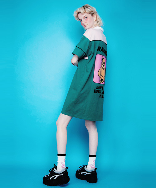 Candy Stripper（キャンディストリッパー）の「NAUGHTY TEDDY POLO ワンピース（ワンピース・レディース・グリーン/ベージュ/ブラック・2）」の3枚目の写真