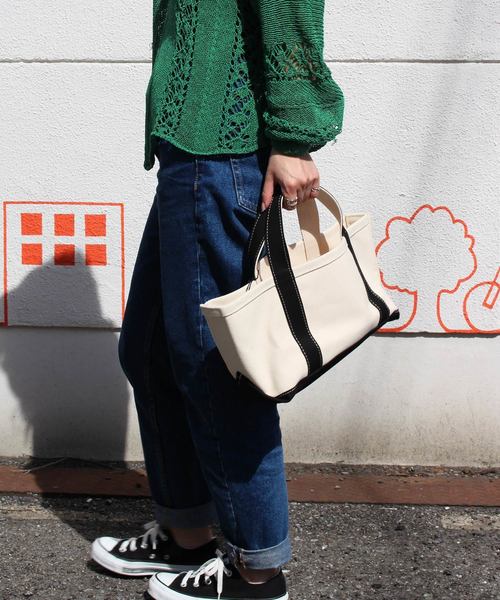 STARLETS(スターレッツ)の「<STARLETS/スターレッツ>帆布 星プリントミニキャンバストートバッグ/STAR PRINT MINI CANVAS TOTEBAG(トートバッグ)」|ブラック