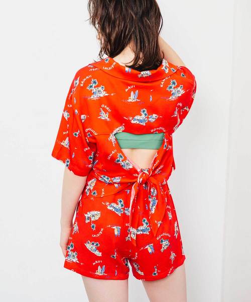 One Way ワンウェイ の バックリボンアロハ シャツ ブラウス Wear