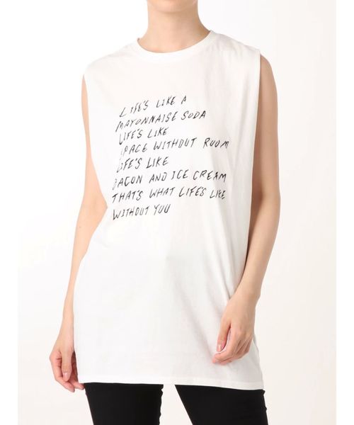 jouetie（ジュエティ）の「グランジロゴBIGタンク（Tシャツ/カットソー・レディース・ブラック/オフホワイト/ベビーピンク・MEDIUM）」の2枚目の写真