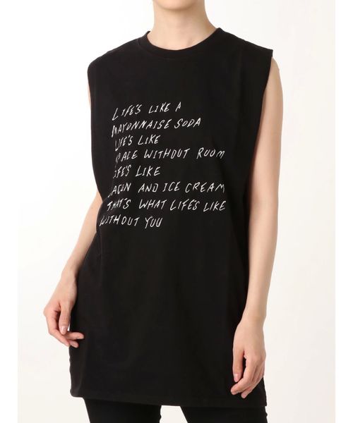 jouetie（ジュエティ）の「グランジロゴBIGタンク（Tシャツ/カットソー・レディース・ブラック/オフホワイト/ベビーピンク・MEDIUM）」の3枚目の写真