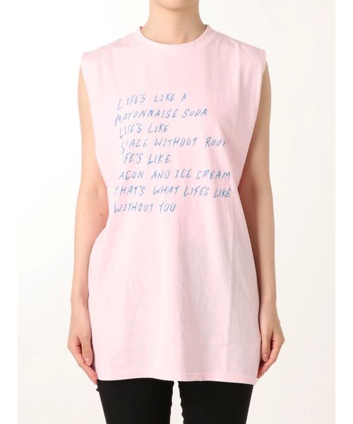 jouetie（ジュエティ）の「グランジロゴBIGタンク（Tシャツ/カットソー・レディース・ブラック/オフホワイト/ベビーピンク・MEDIUM）」の13枚目の写真