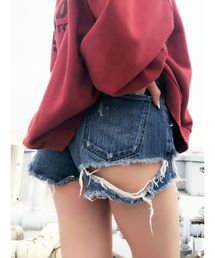 GYDA | BACK RIPPED デニムショーパン(デニムパンツ)