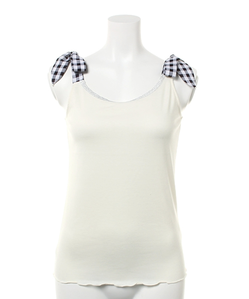 Auntie Rosa（アンティローザ）の「【Auntie Rosa】肩リボンキャミソール（タンクトップ・レディース・イエロー/レッド/オレンジ/その他/ブラック/ネイビー・FREE）」の6枚目の写真