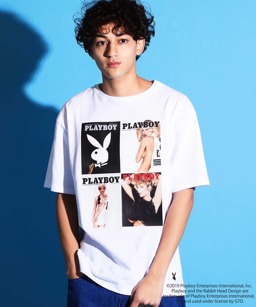 PLAYBOY (プレイボーイ) ロゴ刺繍Tシャツ プリント Tシャツ 直販純正品 PLAYBOY★Tシャツ トップス Tシャツ/カットソー(半袖/袖なし)
